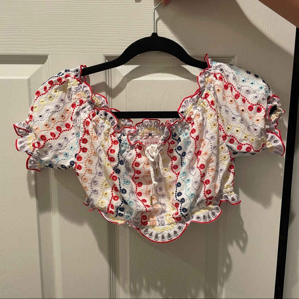 RED CARTER FESTIVE TOP